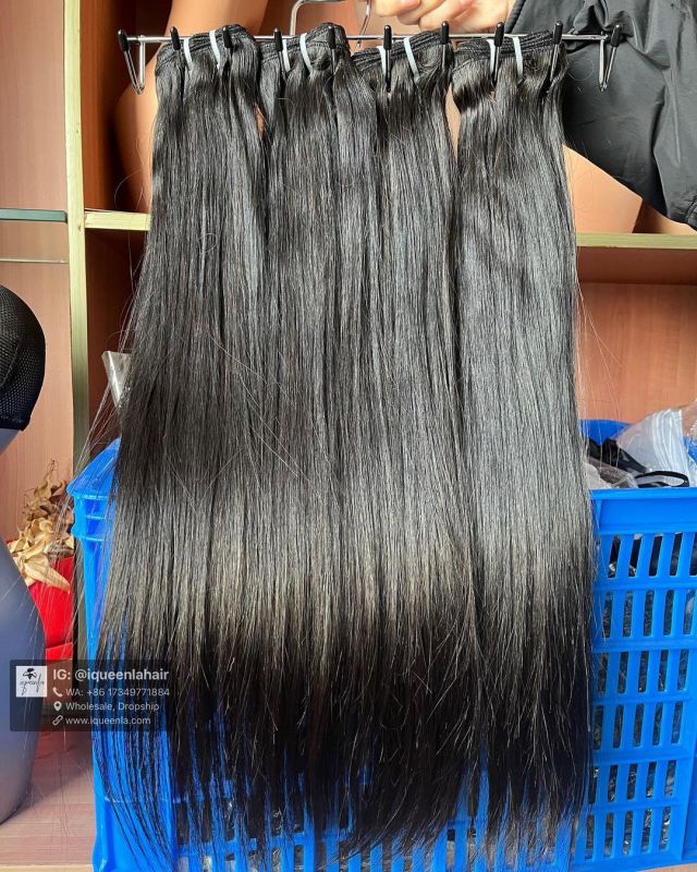 iqueenla Straight 100% Raw Hair 3 Bundles with 5x5 HD Lace Closure