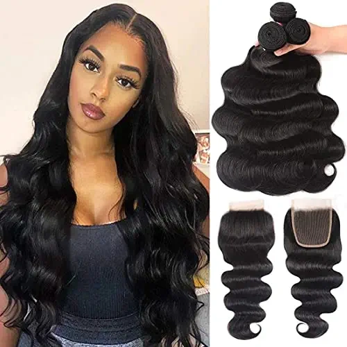 iqueenla 12A Mink Human Hair 3 Bundles Body Wave Weave With 5x5 HD Lace Closure