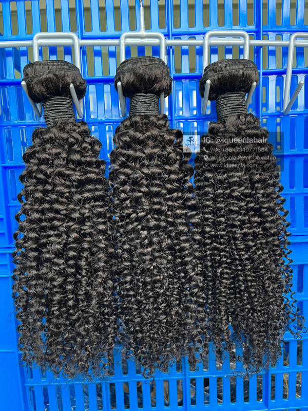 iqueenla 12A Jerry Curl Mink Hair Natural Color 3 Bundles With 5x5 HD Lace Closure