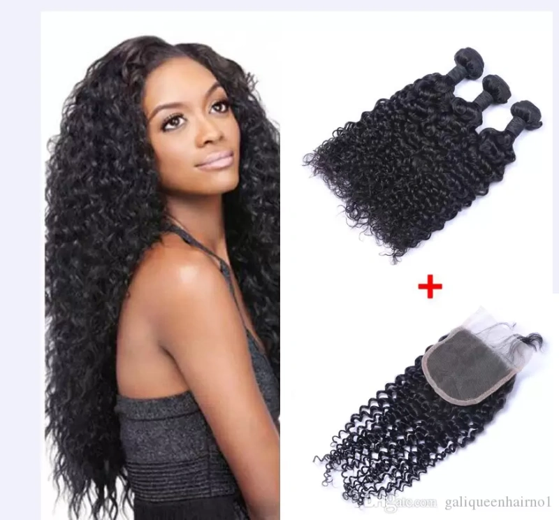 iqueenla 12A Jerry Curl Mink Hair Natural Color 3 Bundles With 5x5 HD Lace Closure