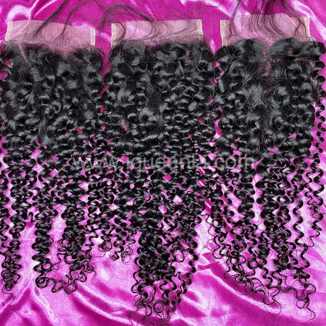 iqueenla 12A Unprocessed Mink Hair 3 Pcs Jerry Curly  With 5x5 Transparent Lace Closure