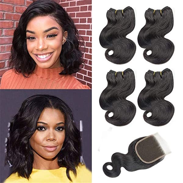 iqueenla Body Wave Virgin Hair 15A 3 Bundles with 4x4 HD Lace Closure