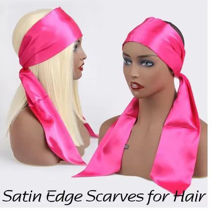 iqueenla 1 Pcs Wig Grip Band Silky Satin Wrapping Scarf for Women Lace Frontal Wigs
