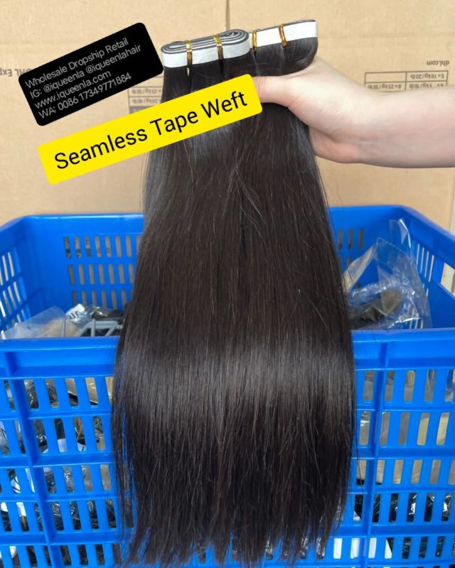 iqueenla 12a Mink Hair Seamless Tape Straight Hair Weft Extensions