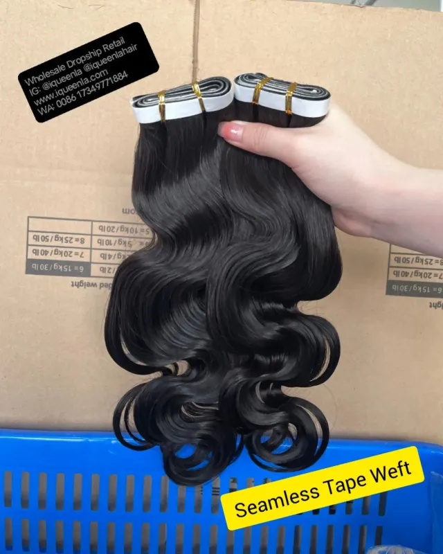 iqueenla 12a Mink Hair Body Wave Seamless Tape Hair Weft Extensions