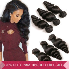 iqueenla 12A Mink Loose Wave Human Hair Weaves 3 Bundles Deals