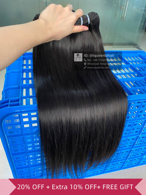iqueenla Raw Hair for 3 Bundles with Unprocessed Straight Hair Weaves