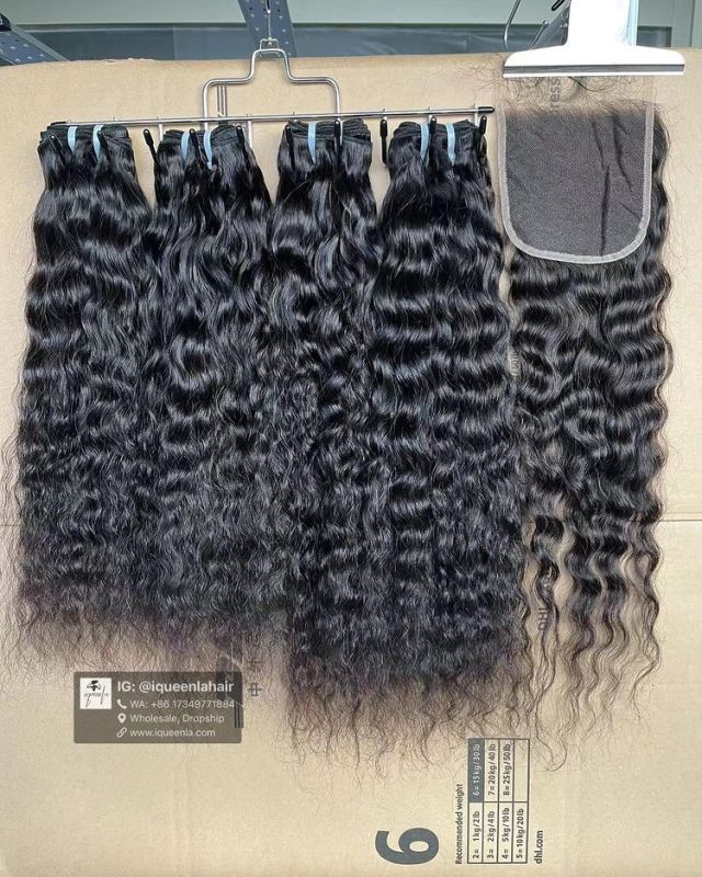 iqueenla 100% Best Raw Hair 3 Bundles with 4x4 Transparent Lace Closure