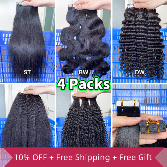 iqueenla 100% Mink Hair Tape In Hair Extensions 4 Pcs Free Shipping