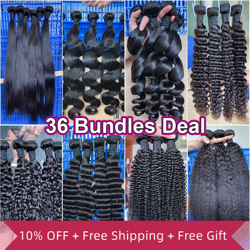 Iqueenla Wholesale 12A Mink Hair 36 Pcs Hair Bundles Deal Free Shipping