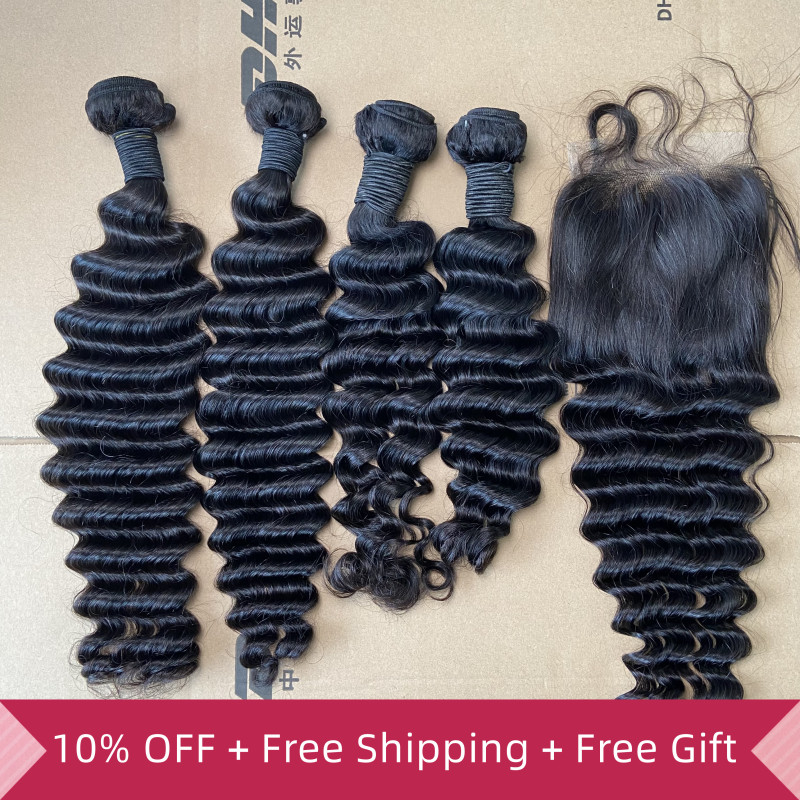 iqueenla Unprocessed 12A Mink Hair with 5x5 Transparent Lace Closure Free Shipping