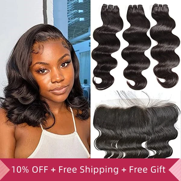 iqueenla Top 15A Virgin Hair 3 Bundles with 13x4 Transparent Lace Frontal Free Shipping