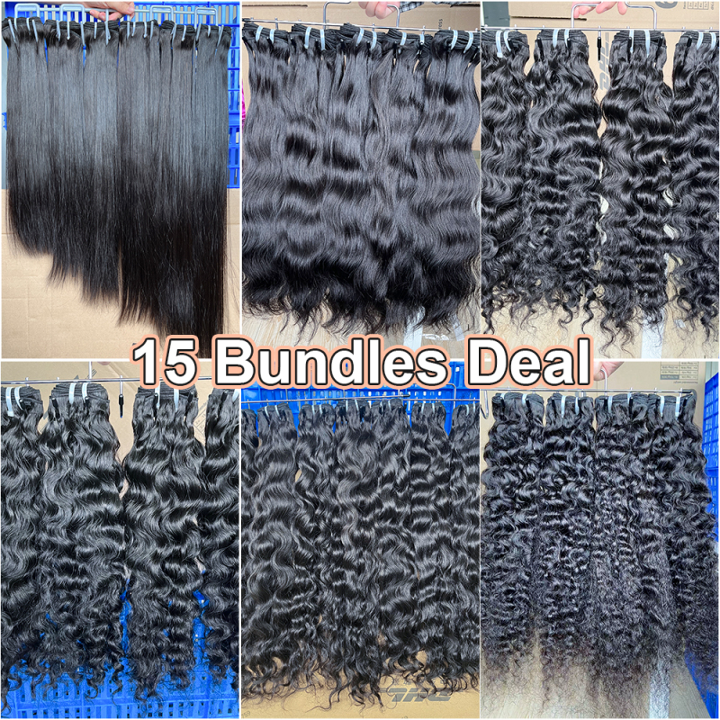 Iqueenla Real 100% Unprocessed Raw Hair 15 Pcs Hair Bundles Deal Free Shipping