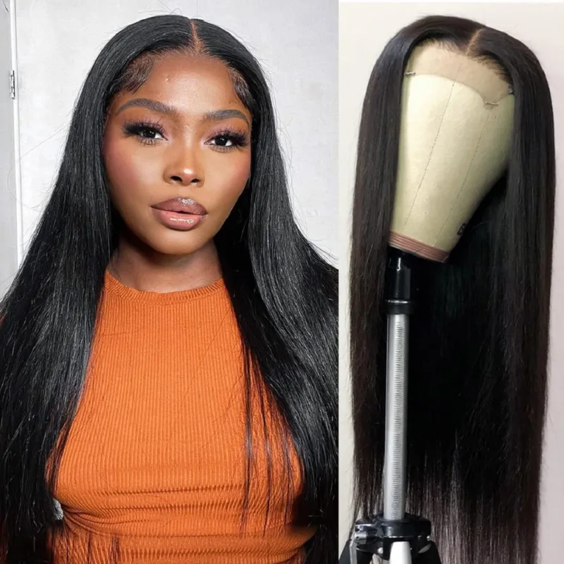 iqueenla Mink Straight Hair 4x4 Transparent Lace Closure Pre-made Wig