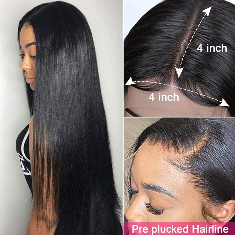 iqueenla Mink Straight Hair 4x4 Transparent Lace Closure Pre-made Wig