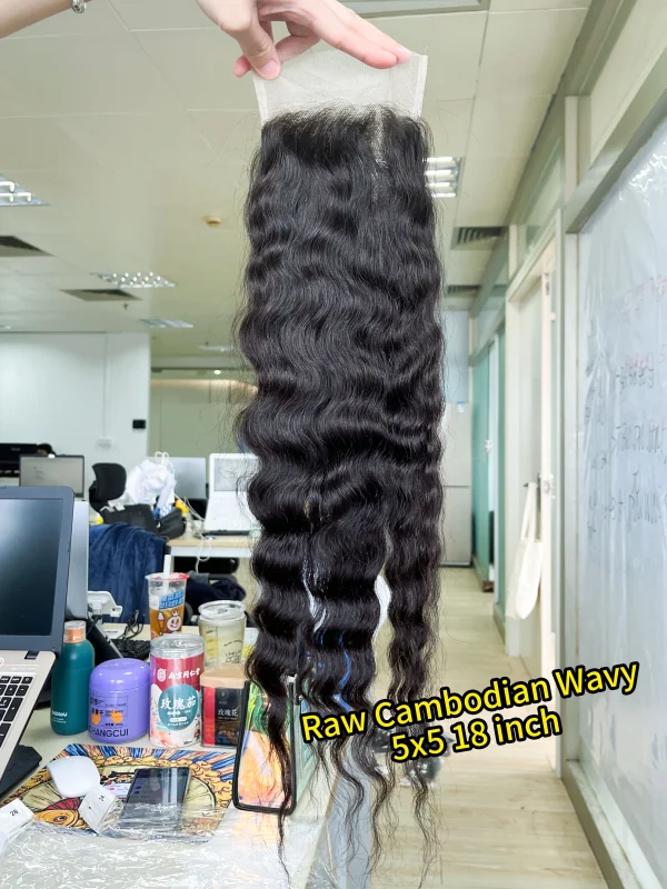 iqueenla Raw Hair Cambodian Wavy Transparent and HD Lace Closure/Frontal