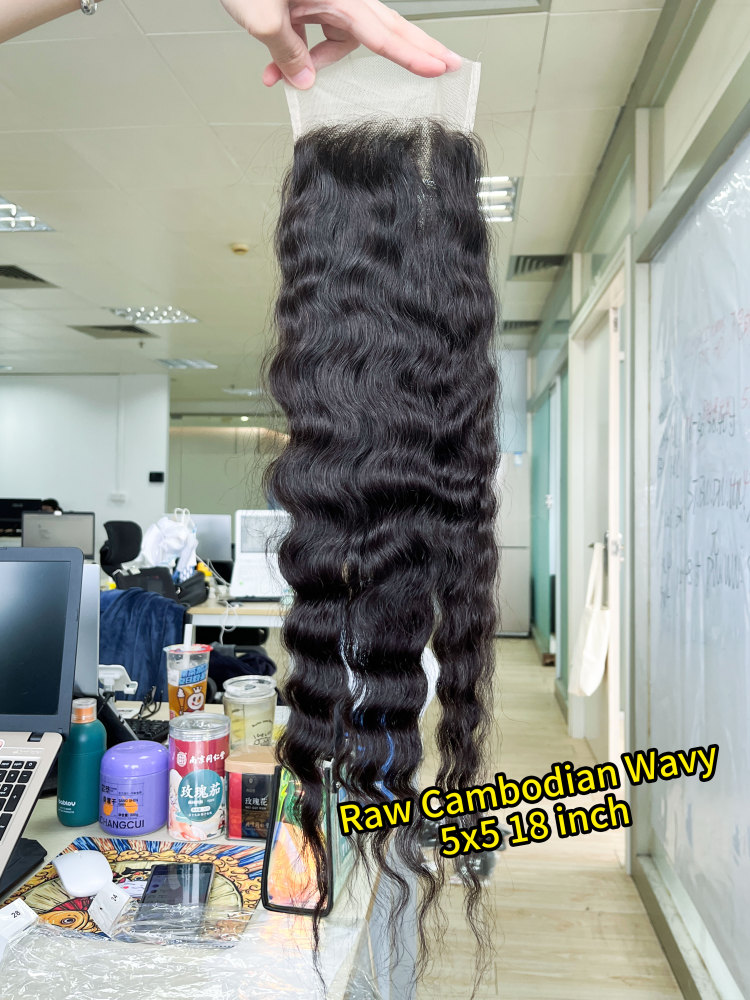 iqueenla Raw Hair Cambodian Wavy Transparent and HD Lace Closure/Frontal