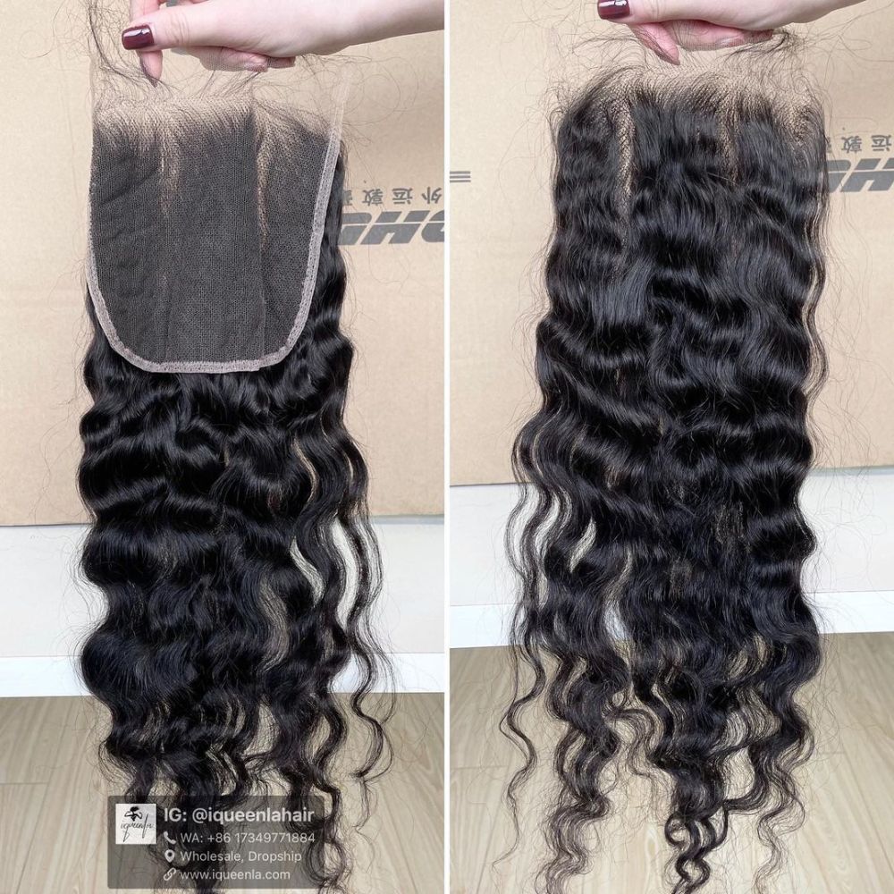 iqueenla Raw Hair Bumese Curly Transparent and HD Lace Closure/Frontal