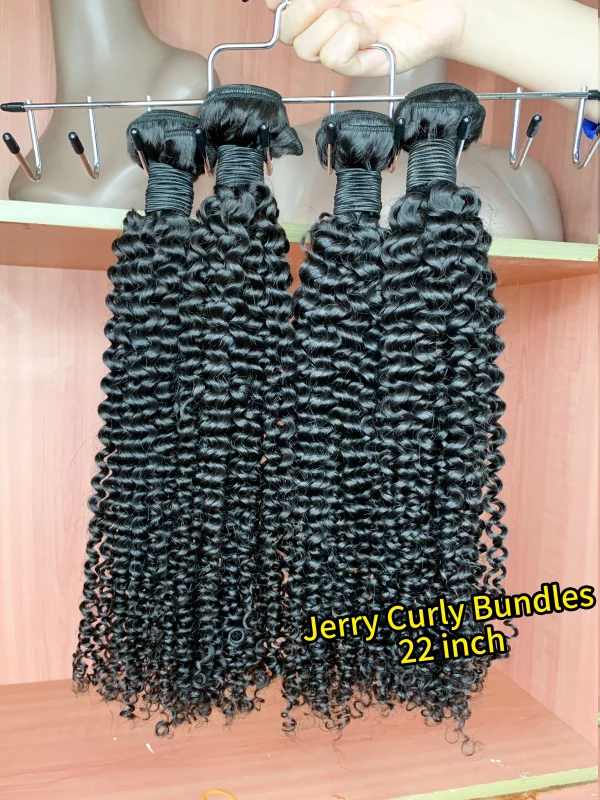 iqueenla 4 Bundles Deal 12a Jerry Curly 100% Mink Hair Weaves No Shedding