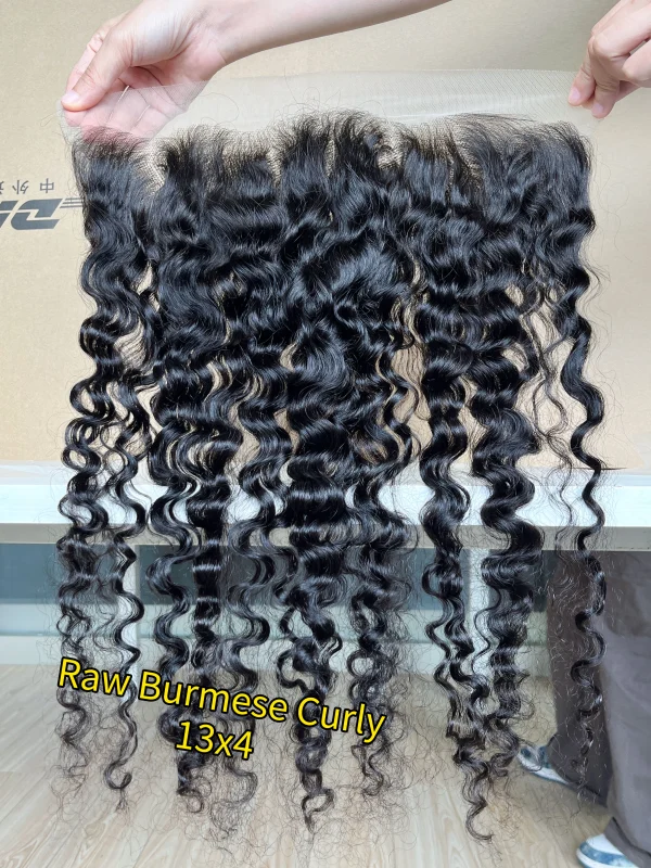 iqueenla Raw Hair Burmese Curly 13x4 Transparent Lace Frontal