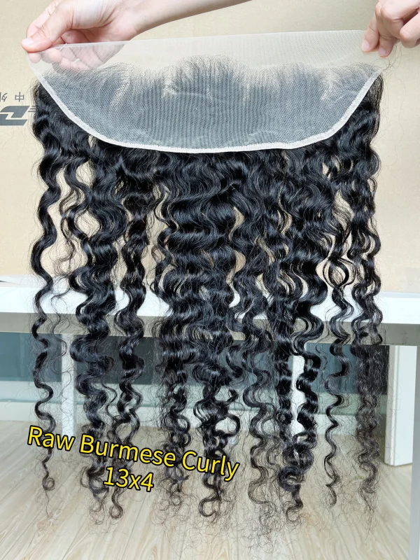 iqueenla Raw Hair Burmese Curly 13x4 Transparent Lace Frontal Free Shipping