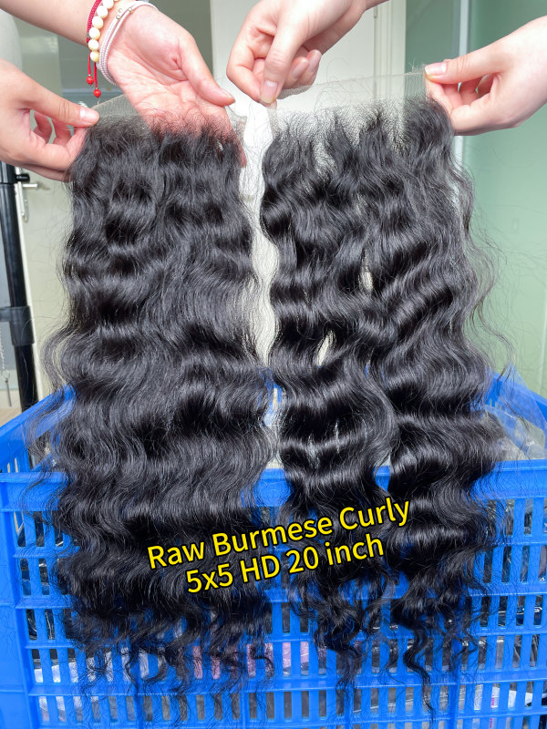 iqueenla Raw Hair Burmese Curly 5x5 HD Lace Closure