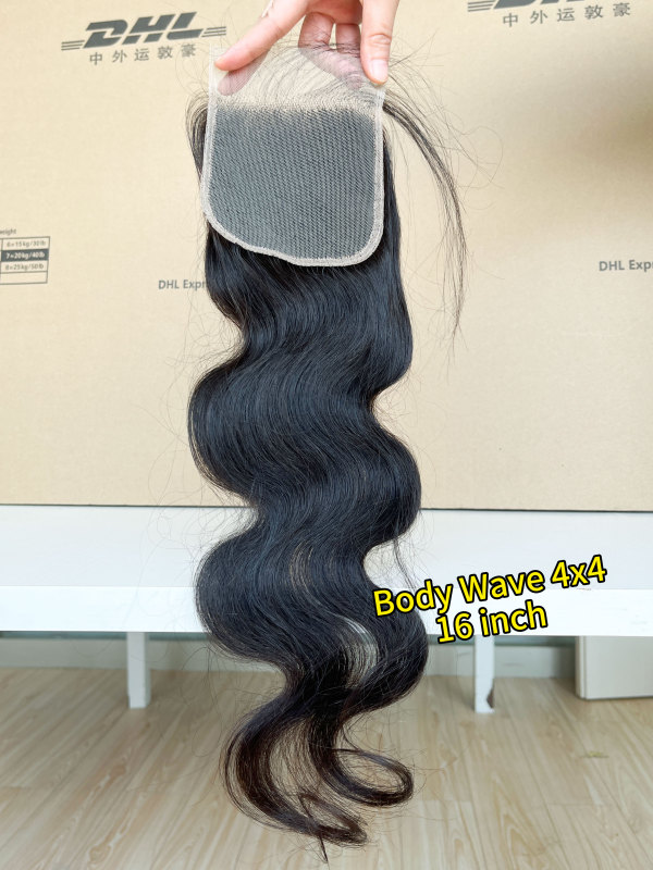 iqueenla Mink Hair Body Wave 4x4 Transparent Lace Closure