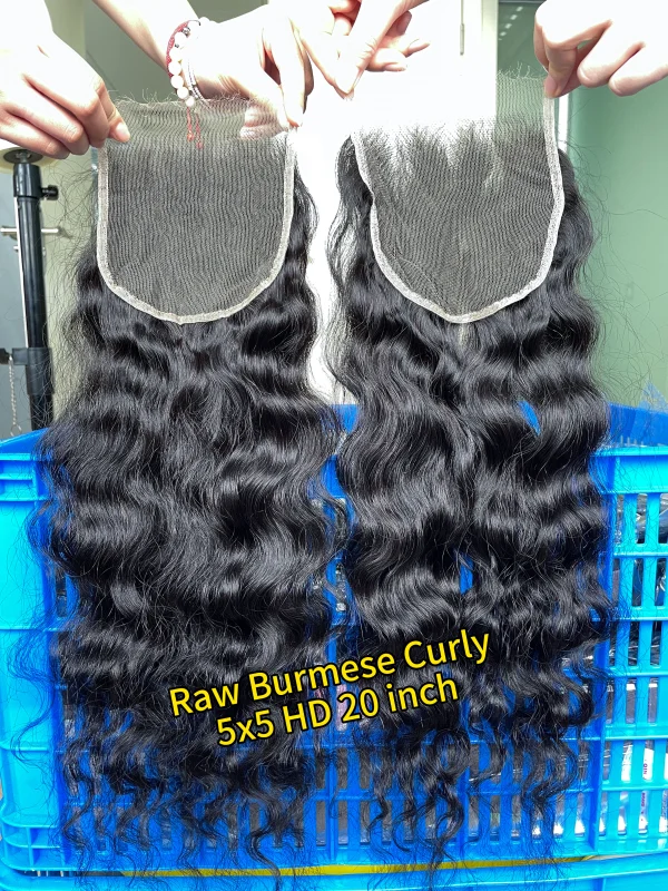 iqueenla Raw Hair Burmese Curly 5x5 HD Lace Closure