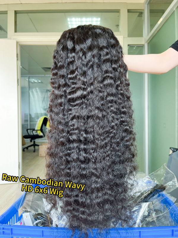 iqueenla Raw Hair Cambodian Wavy 6x6 Transparent Lace Closure Customzie Wig