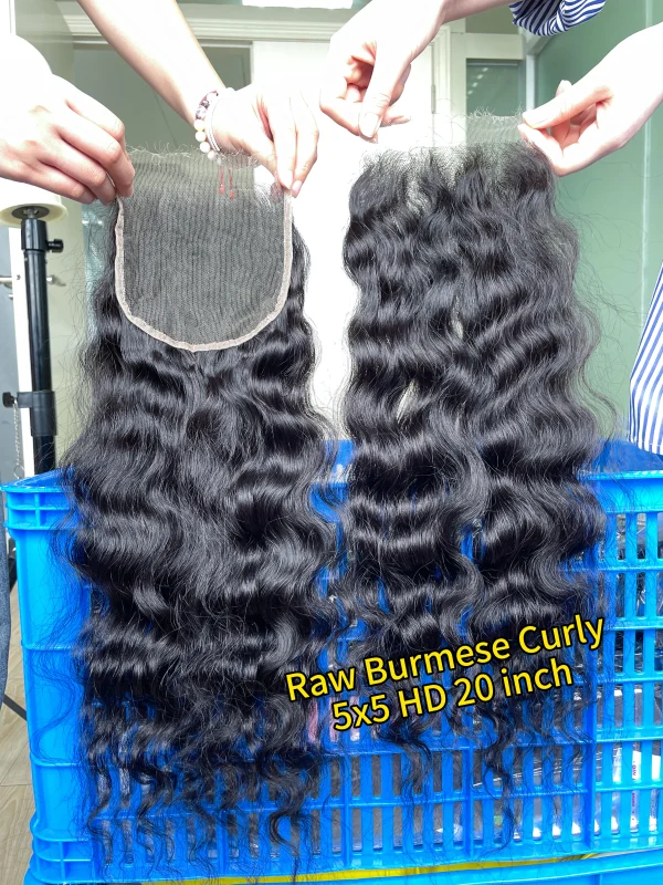 iqueenla Raw Hair Burmese Curly 5x5 HD Lace Closure