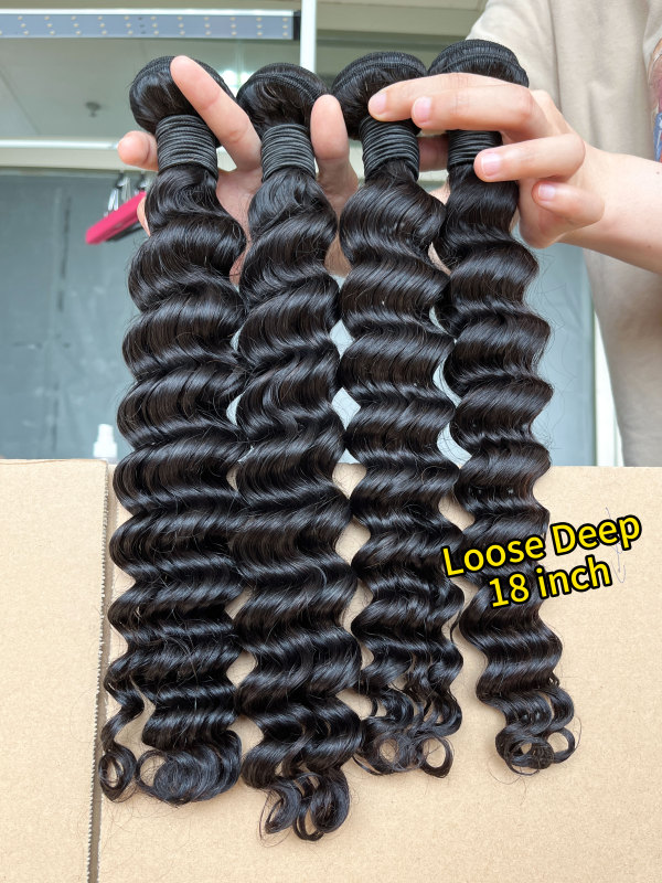 iqueenla 12A Loose Deep Human Hair Single/3/4 Bundles Deals