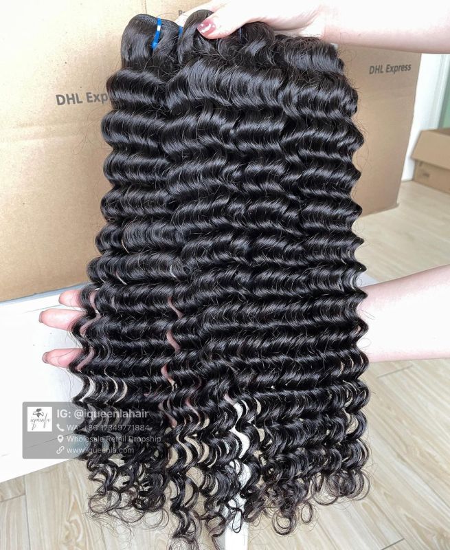 iqueenla Deep Wave 15A Top Virgin Hair Single/3/4 Bundles Deals