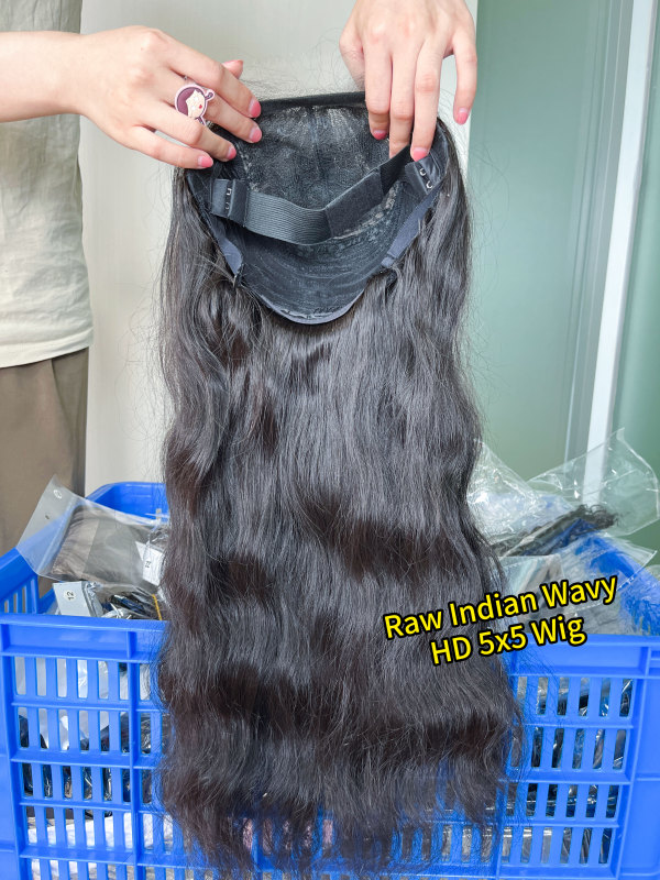 iqueenla 5x5 HD Lace Closure Wig Indian Wavy Raw Hair