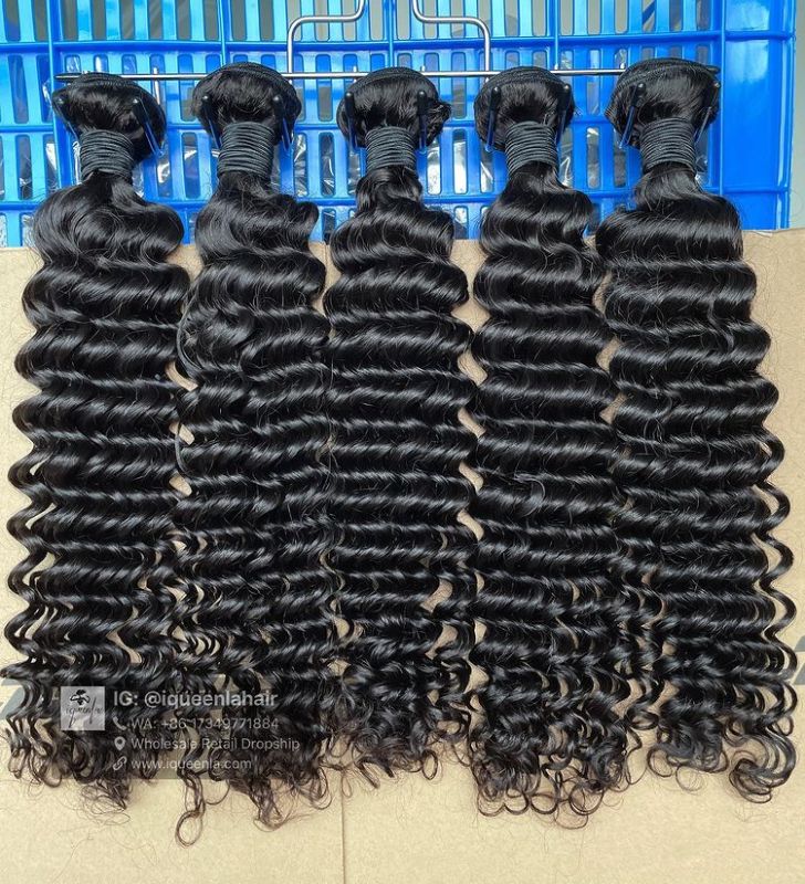 iqueenla 12A Deep Wave Human Hair Single/3/4 Bundles Deals