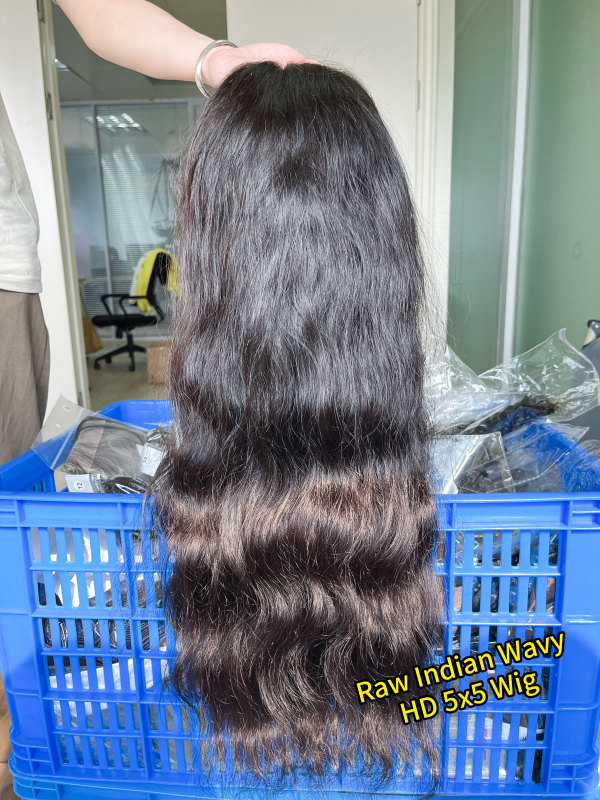 iqueenla 5x5 HD Lace Closure Wig Indian Wavy Raw Hair