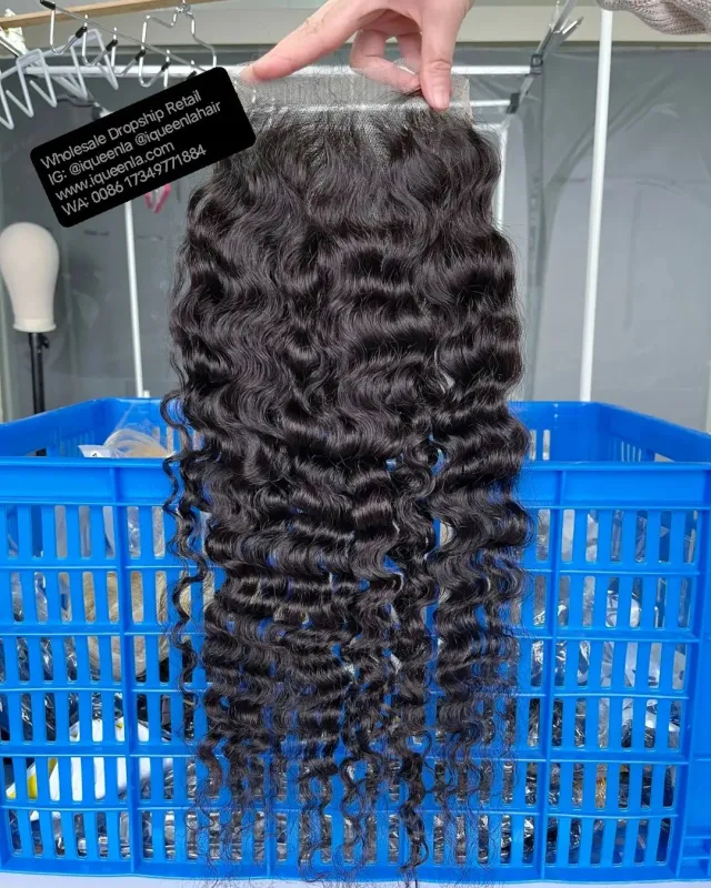 iqueenla Indian Curly Transparent and HD 4x4/5x5/6x6/13x4/13x6 Lace Closure/Frontal