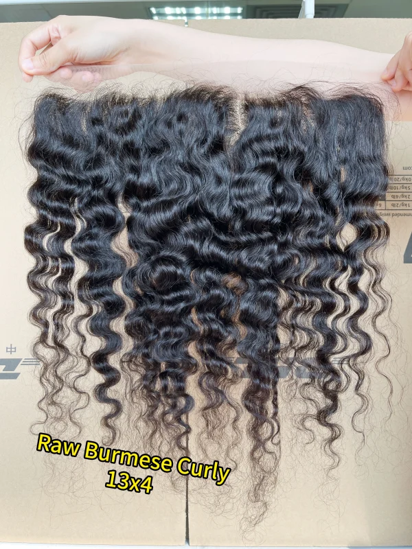 iqueenla Raw Hair Burmese Curly 13x4 Transparent Lace Frontal Free Shipping