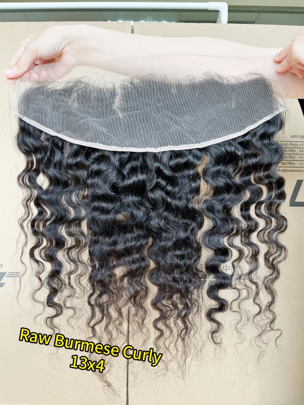 iqueenla Raw Hair Burmese Curly 13x4 Transparent Lace Frontal Free Shipping