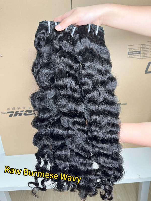 iqueenla Burmese Wavy Bundles Raw Hair Weave Extensions 4Pcs