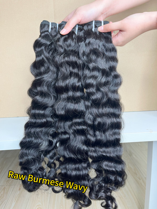 iqueenla Burmese Wavy Bundles Raw Hair Weave Extensions 4Pcs