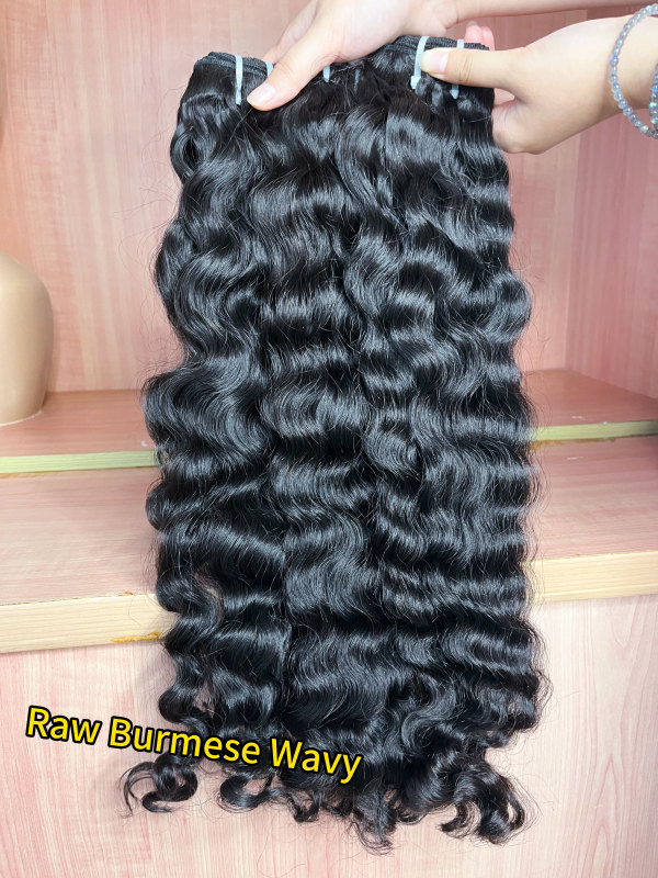 iqueenla Burmese Wavy Bundles Raw Hair Weave Extensions 4Pcs