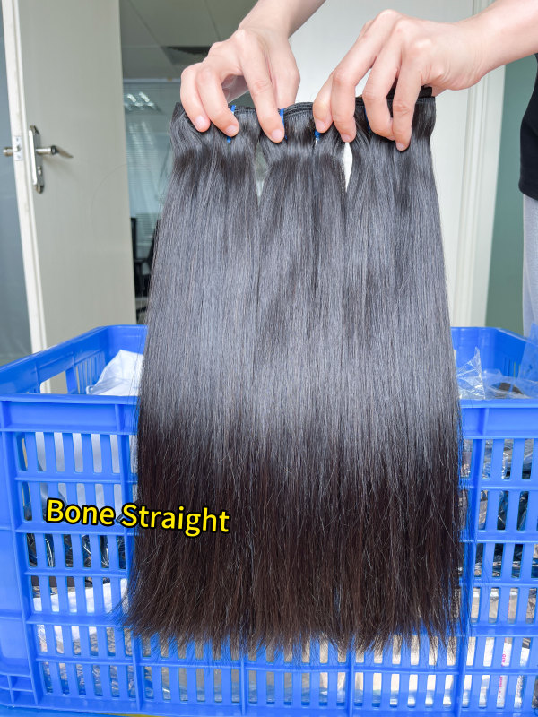 iqueenla Full Bone Straight Double Drawn Hair Single/3/4 Bundles Deals