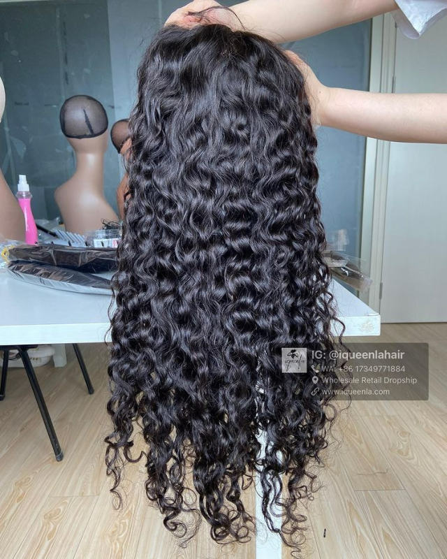 iqueenla 16-40 Inch Water Wave 13x4 Lace Frontal Pre-made Wig Free Shipping