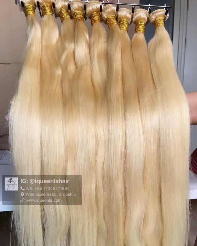 iqueenla Blonde #613 Straight Virgin Human Hair Bundle Weave