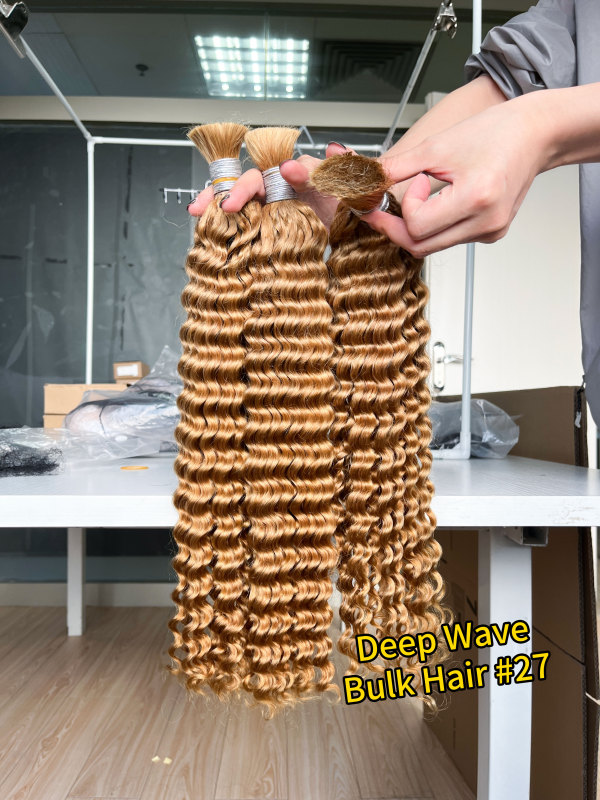 iqueenla #27 Color Deep Wave Human Hair Bulk Braiding Single/3/4 Bundles Deals