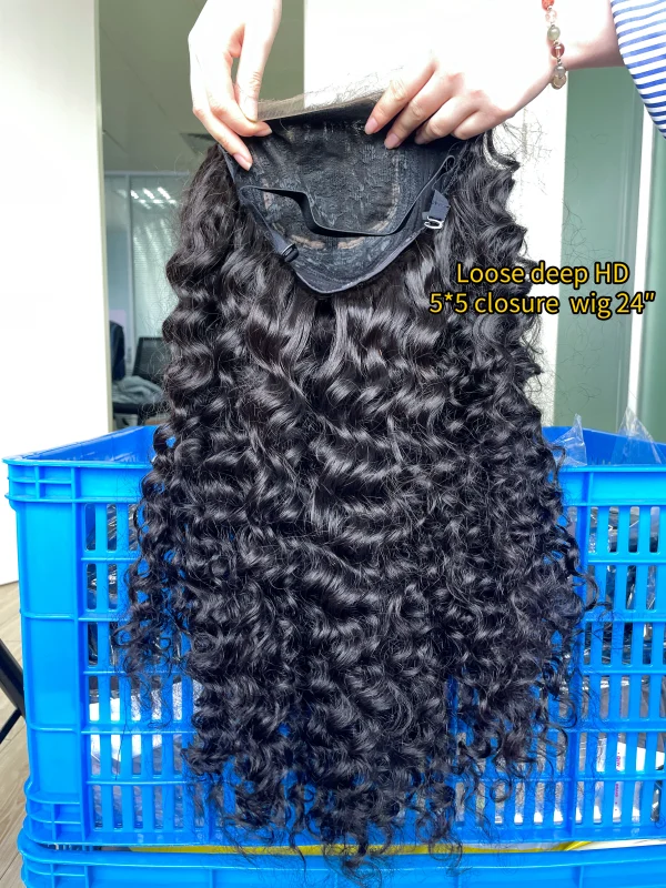 iqueenla Loose Deep 5x5/13x4/13x6 Transparent and HD Full Lace Pre-made Wig