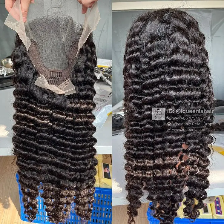 iqueenla Deep Wave 5x5/13x4/13x6 Transparent and HD Full Lace Pre-made Wig