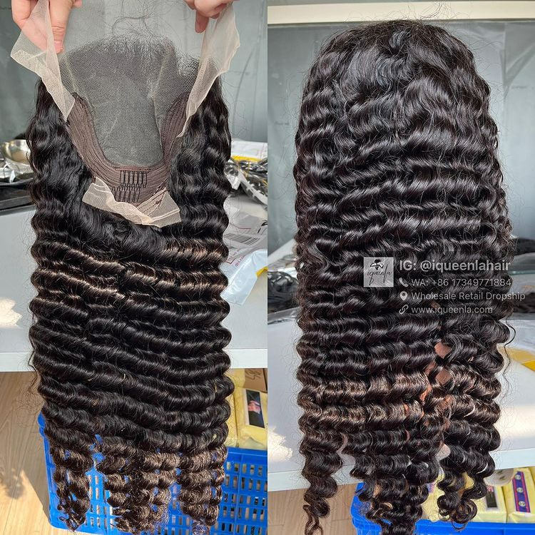 iqueenla Deep Wave 5x5/13x4/13x6 Transparent and HD Full Lace Pre-made Wig