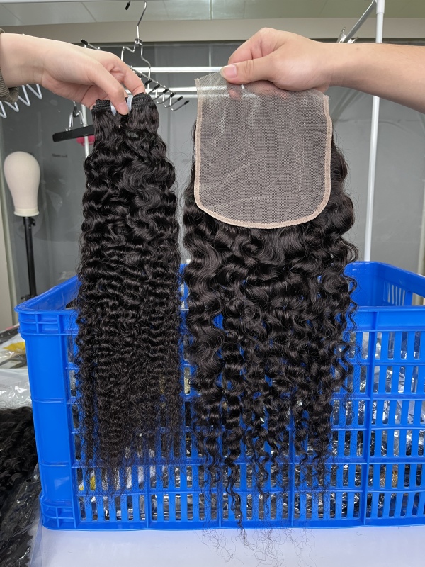 iqueenla 3 Bundles with Indian Curly 6x6 HD And Transparent Lace Closure