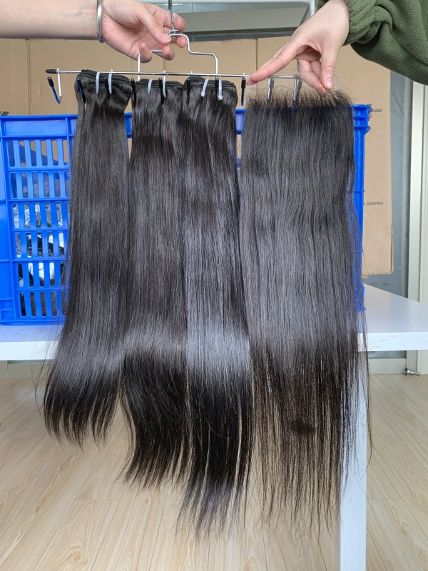 iqueenla Raw Straight 3 Bundles with 5x5 HD And Transparent Lace Closure